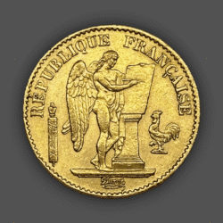 6.45 гр. 20 Френски Франка Гениус 1871-1898 г.