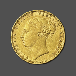7.99 гр. Златна Монета Британски Суверен Млад образ 1871-1887г.