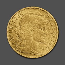 3.22 гр. Златна Монета 10 Френски Франка Мариана 1899-1914г.