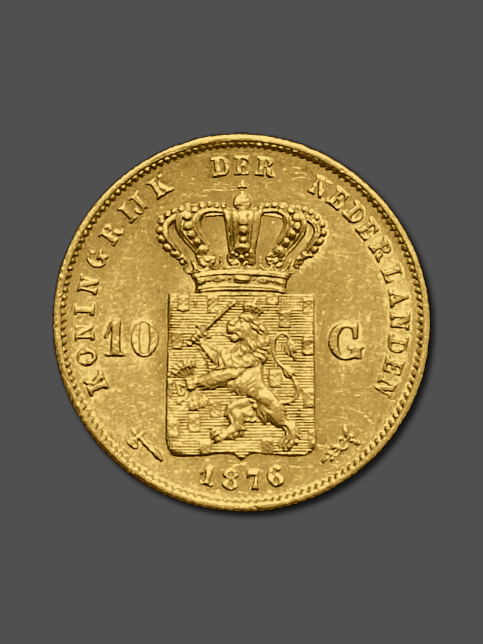 6.73 гр. Златна Монета 10 Холандски Гулдена Вилхелм 1875-1889г. - Image 2