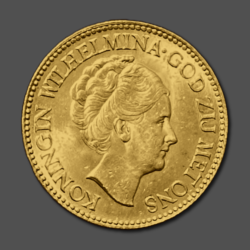 6.73 гр. Златна Монета 10 Холандски Гулдена Вилхелмина 1925-1933г.