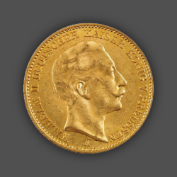 7.96 гр. Златна Монета 20 Марки Император Вилхелм II Прусия 1888-1913г.