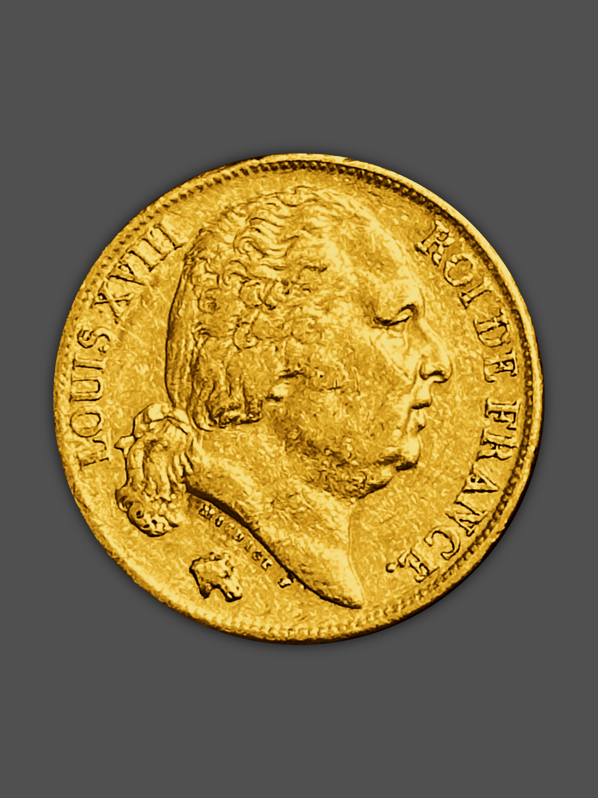 6.45гр. Златна Монета 20 Френски Франка Луи XVIII 1816-1824г.
