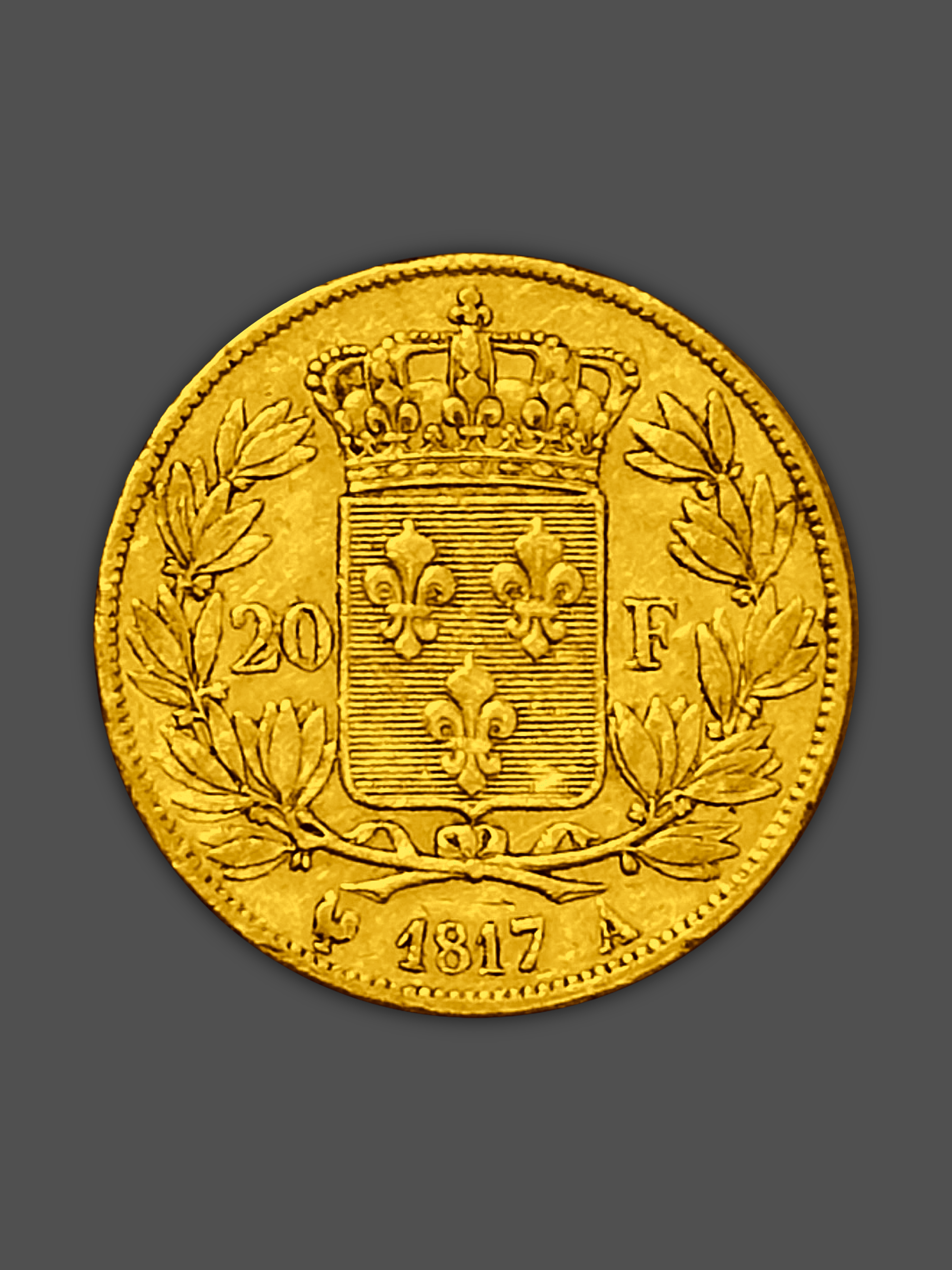 6.45гр. Златна Монета 20 Френски Франка Луи XVIII 1816-1824г. - Image 2