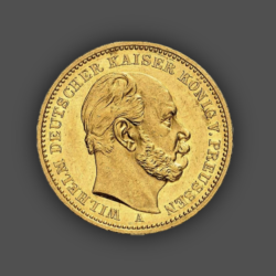 7.96 гр. Златна Монета 20 Марки Император Вилхелм I Прусия 1871-1887г.