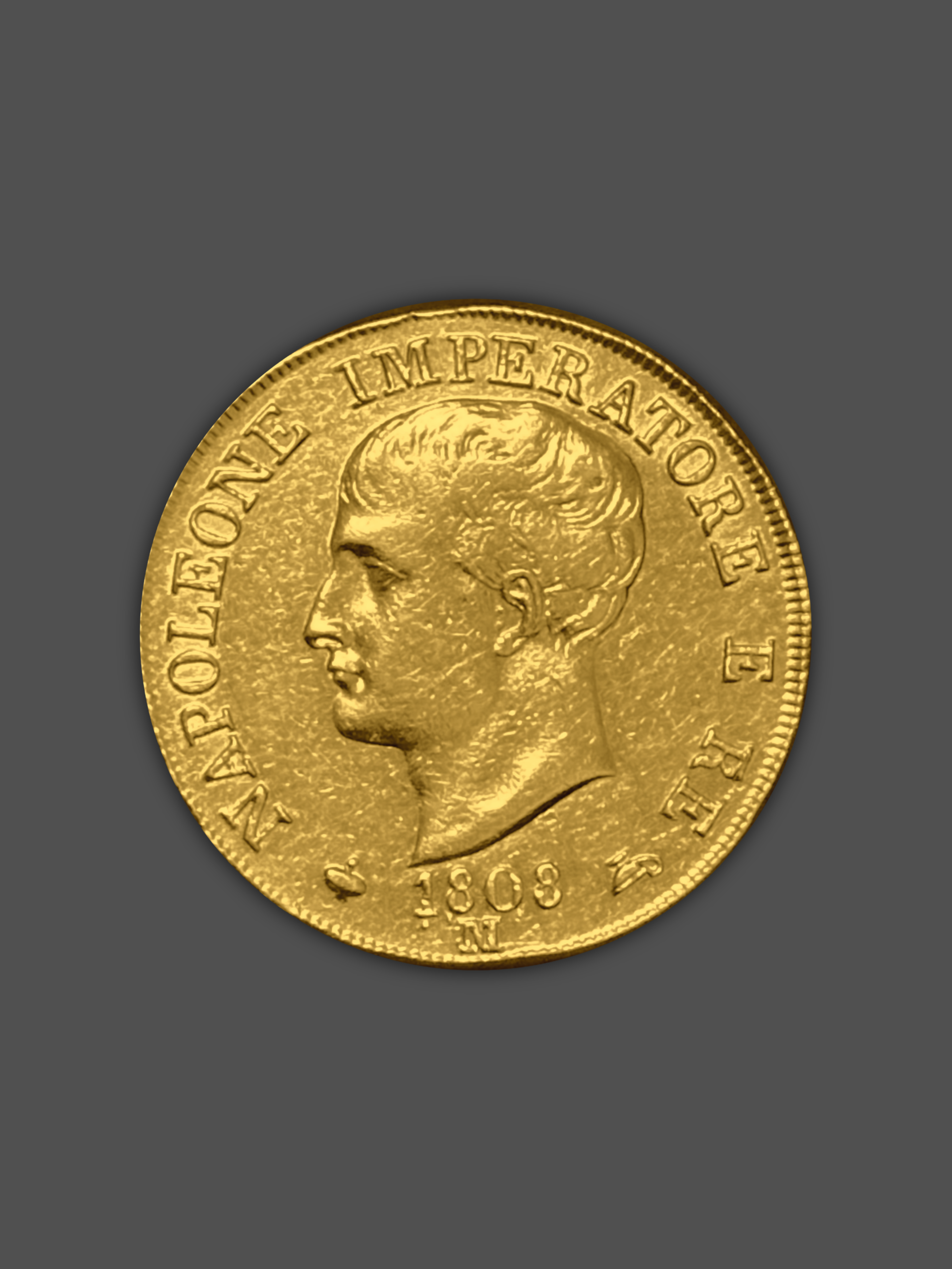12.90гр. Златна Монета 40 Италиански Лири Наполеон I 1807-1814