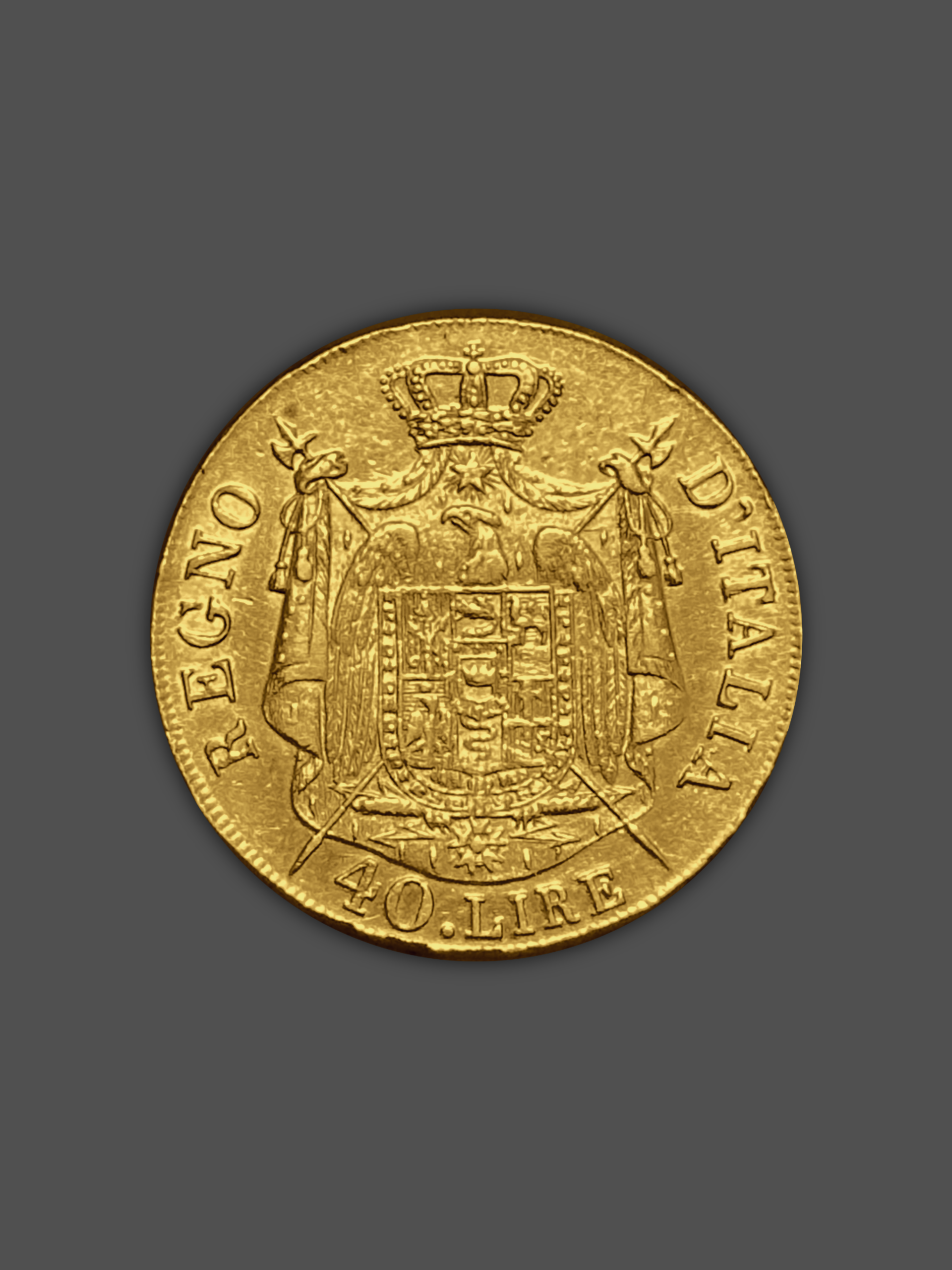 12.90гр. Златна Монета 40 Италиански Лири Наполеон I 1807-1814 - Image 2