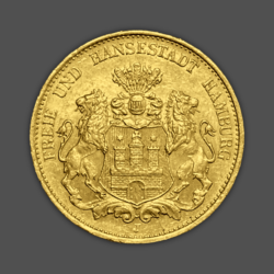 7.96гр. Златна Монета 20 Марки Хамбург 1893-1913г.
